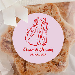 Pegatina de Boda caprichoso de mano rosada