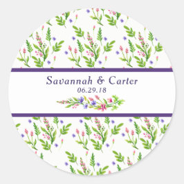 Pegatina de boda con flores de verano de moda
