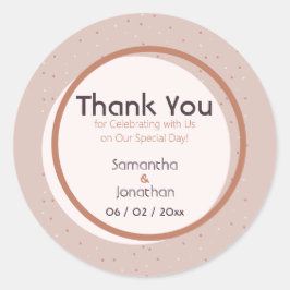 Pegatina de boda con puntos y círculos beige