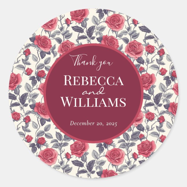 Pegatina de Boda Cute (Anverso)