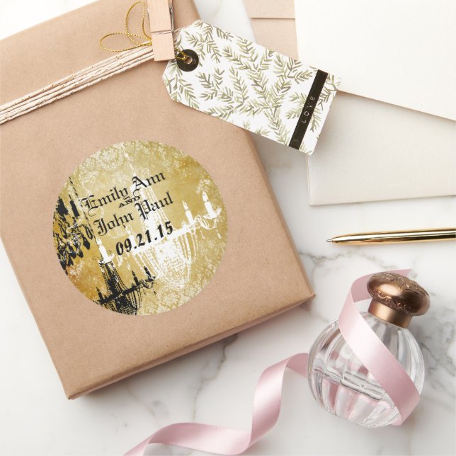 Pegatina de Boda de oro de la lámpara de araña de  (Regalar)