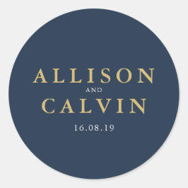 pegatina de boda de oro y marina náutica