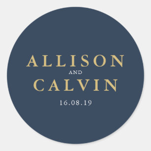 pegatina de boda de oro y marina náutica