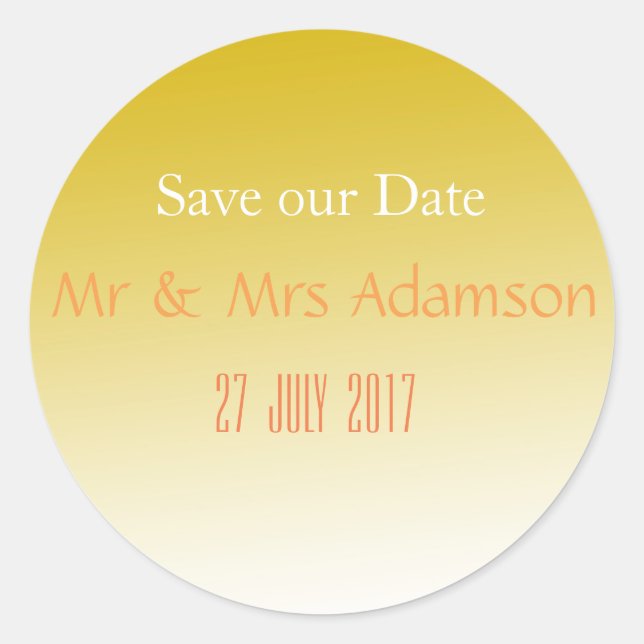 Pegatina de Boda Elegante de Oro (Anverso)