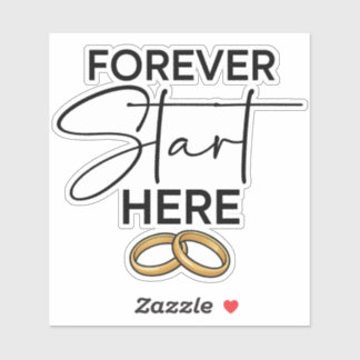 Pegatina de boda Forever Starts Here