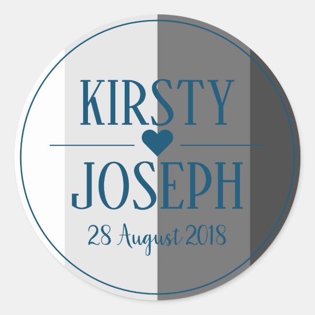 Pegatina de Boda Gris Azul Gris clásico moderno (Anverso)