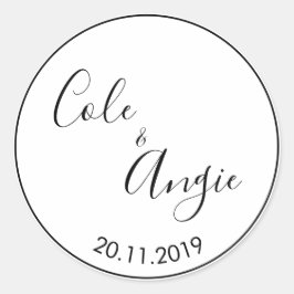 Pegatina de Boda minimalista con borde de línea de