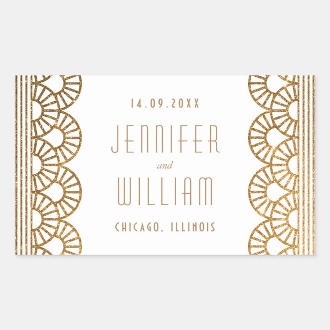 Pegatina de Boda Personalizada con Estilo Gatsby A (Anverso)