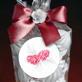 Pegatina de bodas de invierno gris y pino