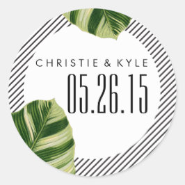 Pegatina de bodas de palmeras tropicales