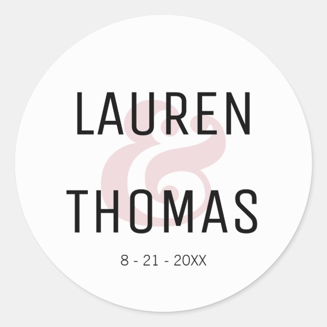 Pegatina de Bodas de Rubor y Black Ampersand (Anverso)