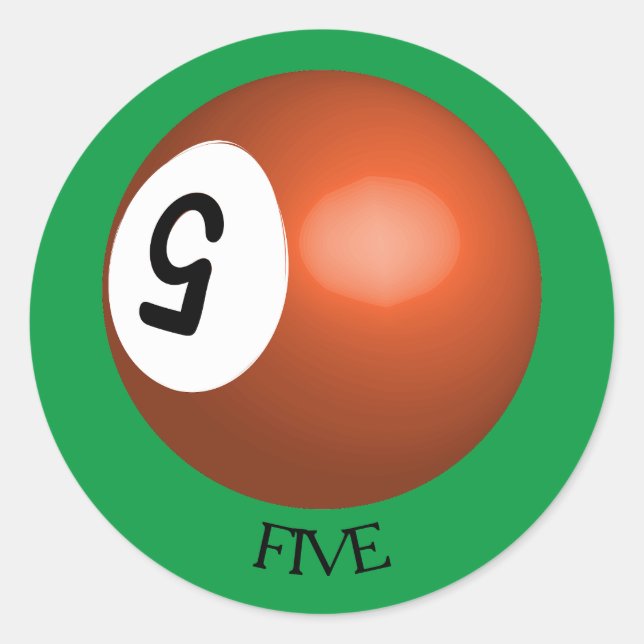 Pegatina de bolas de billar número 5 (Anverso)