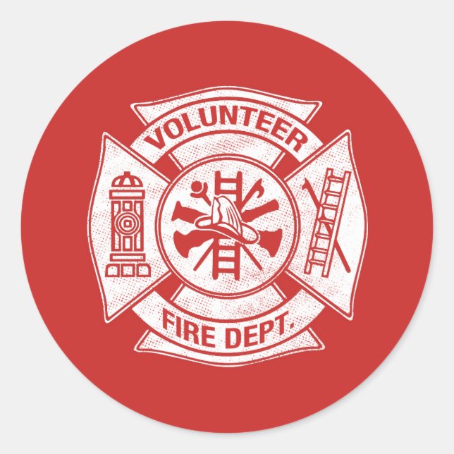 Pegatina de bomberos voluntarios rojo (Anverso)