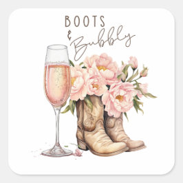 Pegatina de Boots and Bubbly Square