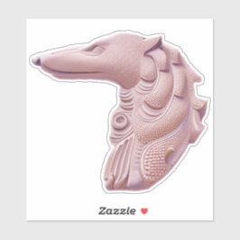 Pegatina de Borzoi Rosa con Perfil Recortado