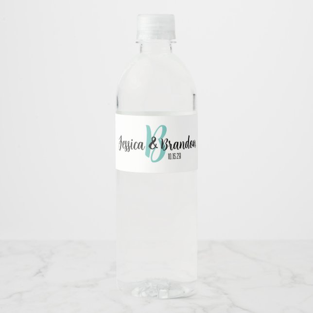 Pegatina de botella de agua de boda WW-006v1 (Anverso)