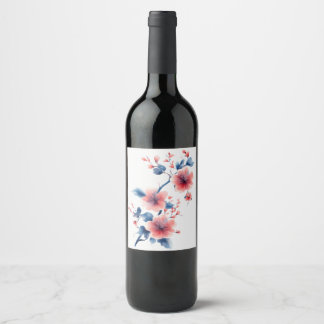 pegatina de botella de vino de flores
