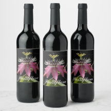 Pegatina de botellas de vino, passiflora