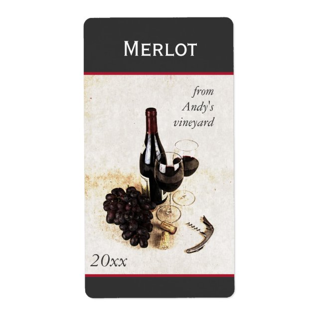 pegatina de botellas de vino y copas (Frente)