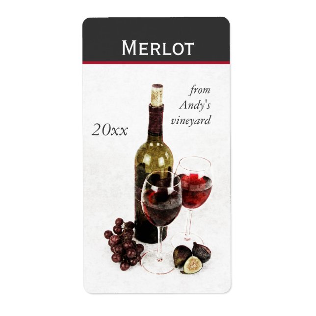 pegatina de botellas de vino y copas (Frente)