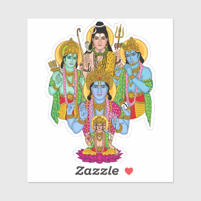 Pegatina de Brahma Vishnu Shiva Ram Krishna (Hoja)