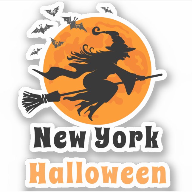 Pegatina de brujas de Halloween de Nueva York (Anverso)
