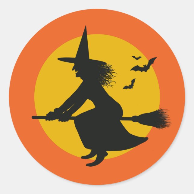 Pegatina de brujas de Halloween inspirado por la é (Anverso)