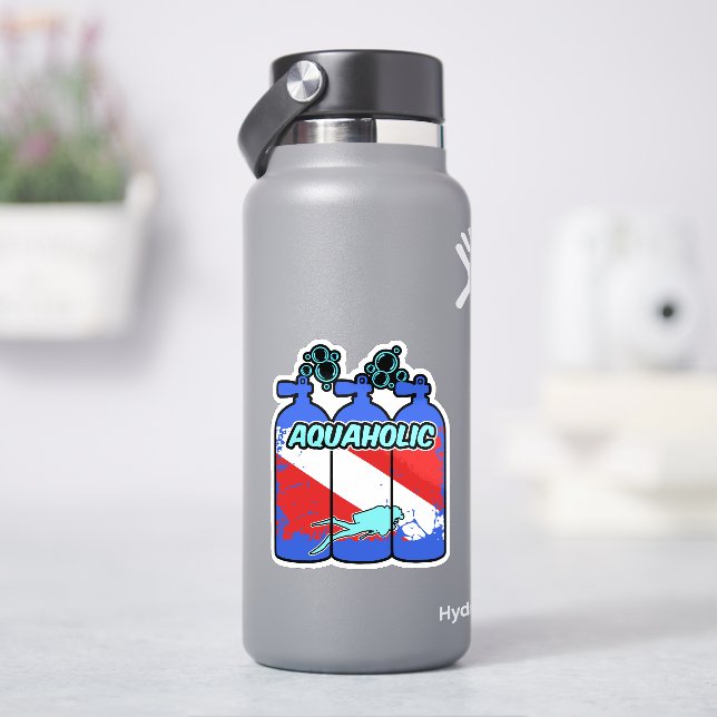 Pegatina de buceo Aquaholic (hidrofrasco)