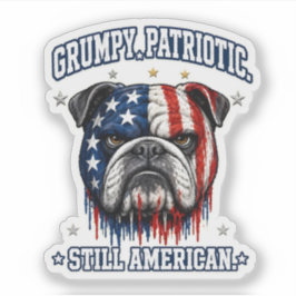 Pegatina de Bulldog Patriótico Gruñón del 4 de Jul