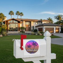 Pegatina de buzón de atardecer retro