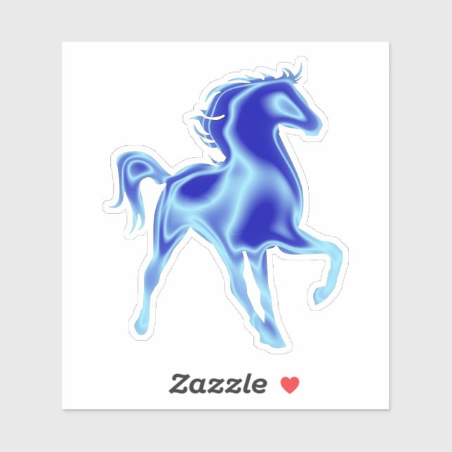 Pegatina de Caballo Azul (Hoja)