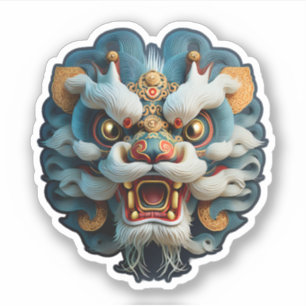 Pegatina de cabeza de león chino
