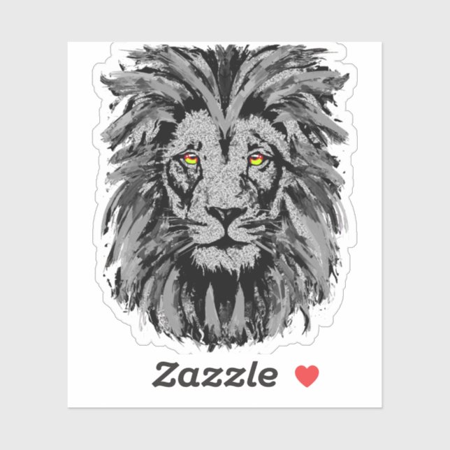 Pegatina de cabeza de león - pegatina de león gris (Hoja)