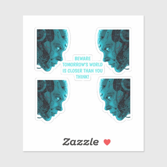 Pegatina de CABEZA DE ROBOT CIBORGUE (Hoja)