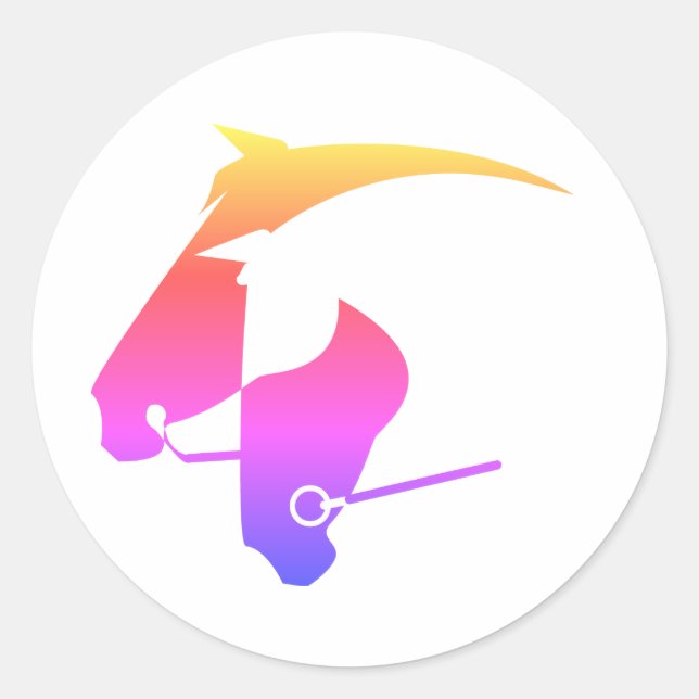 Pegatina de cabezas de caballo arco iris (Anverso)
