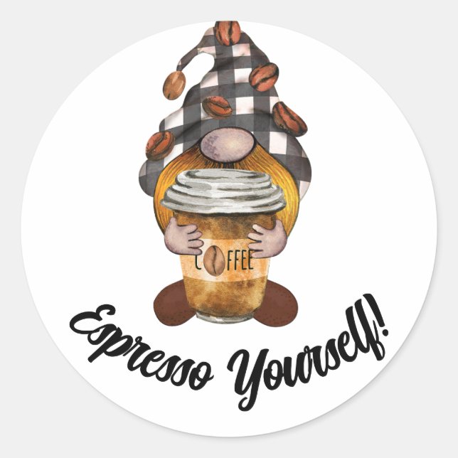 Pegatina de café de Expresso divertido (Anverso)