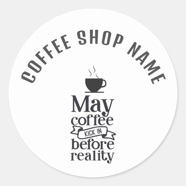 Pegatina de café de tipografía graciosa (Anverso)