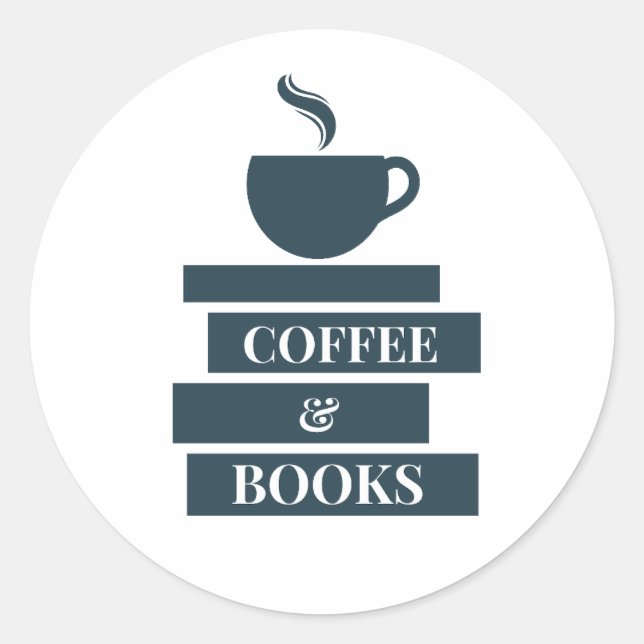 Pegatina de café y libros (Anverso)