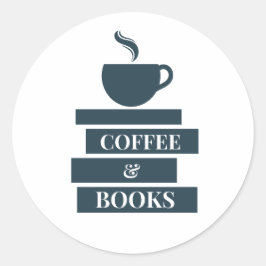 Pegatina de café y libros