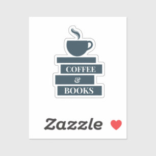 Pegatina de café y libros