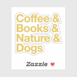 Pegatina de Café y Libros y Naturaleza y Perros (A