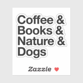 Pegatina de Café y Libros y Naturaleza y Perros (N
