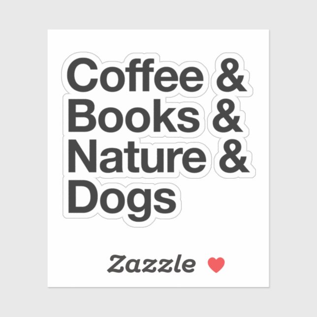 Pegatina de Café y Libros y Naturaleza y Perros (N (Hoja)