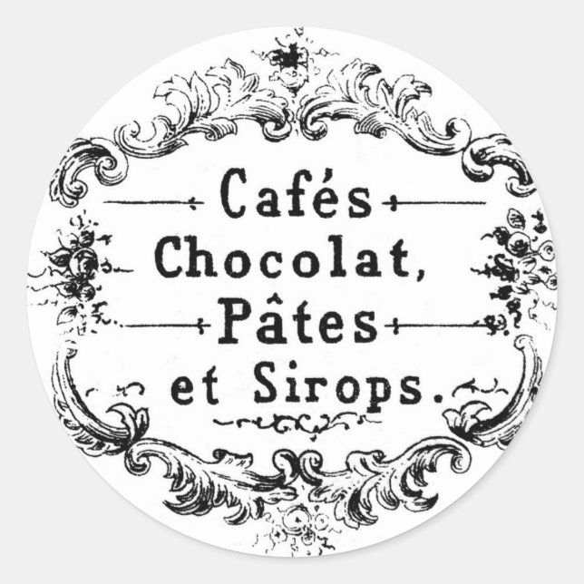 Pegatina de cafetería francés de época (Anverso)