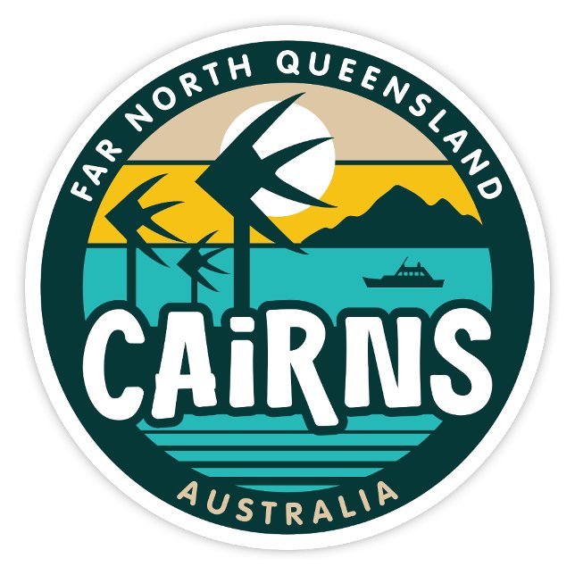 Pegatina de Cairns, Queensland del Norte (Cairns, Queensland Australia retro round sticker)