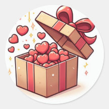 pegatina de caja de regalo de corazones de amor 