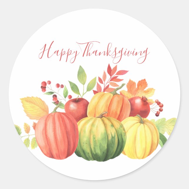 Pegatina de calabaza rusa de Acción de Gracias (Anverso)