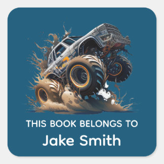 Pegatina de camión monstruo personalizada para niñ