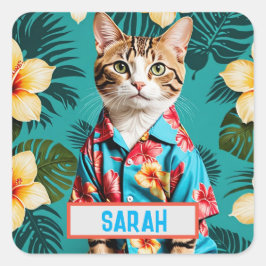 Pegatina de camisas hawaianas de gato, amante de l