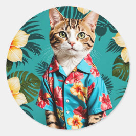 Pegatina de camisas hawaianas de gato, amante de l